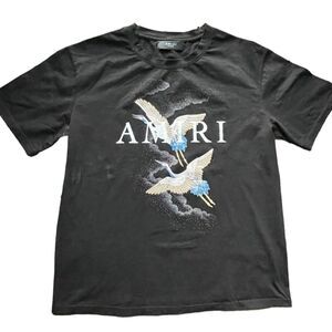 Amiri T Shirt Mens Size Large Black USA Crane Script Graphic Tee Mike MINT